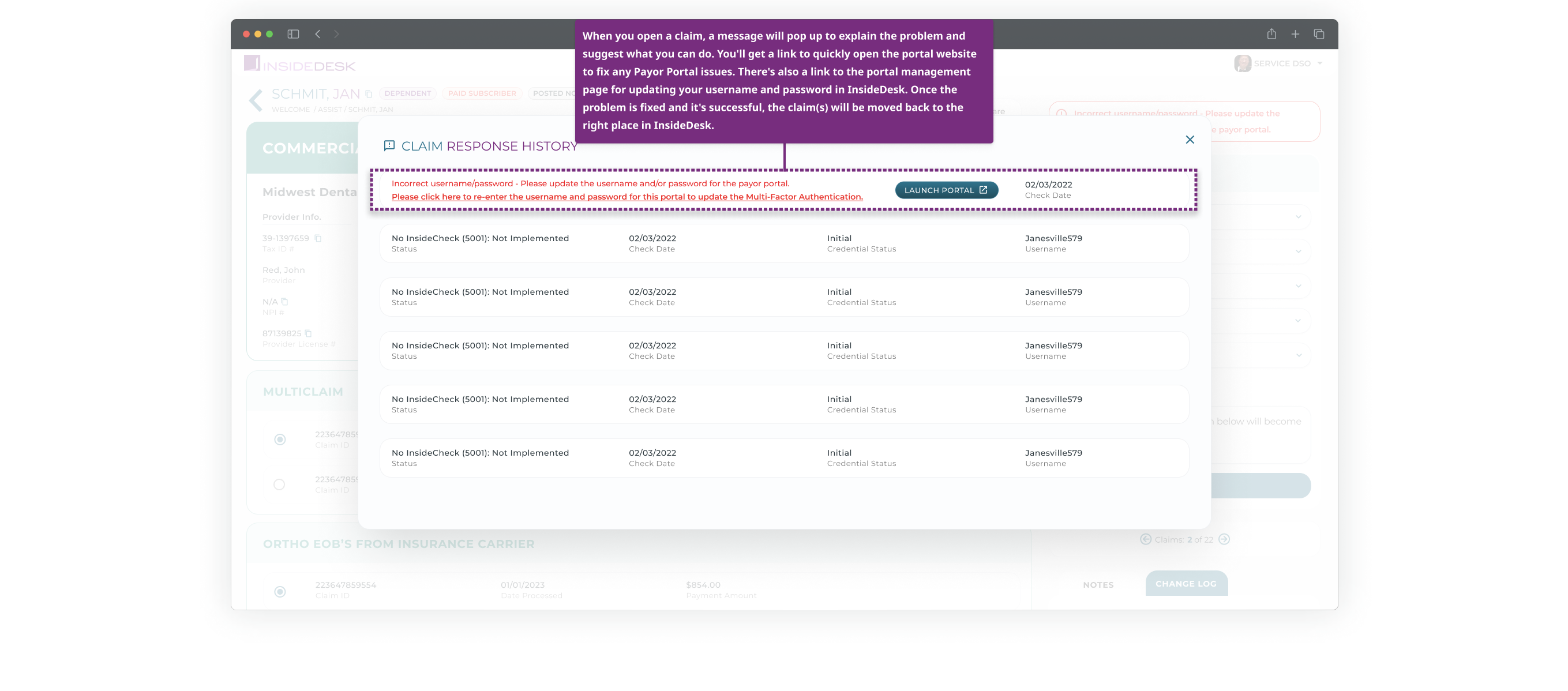 New Payor Portal Issues - Error Modal-1